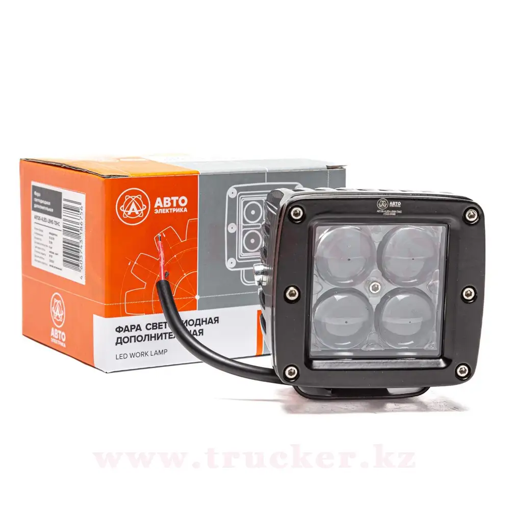 ae12s-4led-lens-73hc (01) Фара светодиодная дополнительная, квадратная 80х73х75, направленный свет линза, 4LED 12W, 10-30В — изображение 1